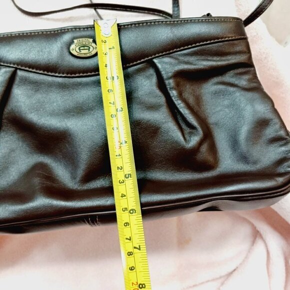 ETIENNE Aigner Purse Clutch Crossbody Genuine Dark Brown Leather.2 ZipTop Open - Picture 5 of 13